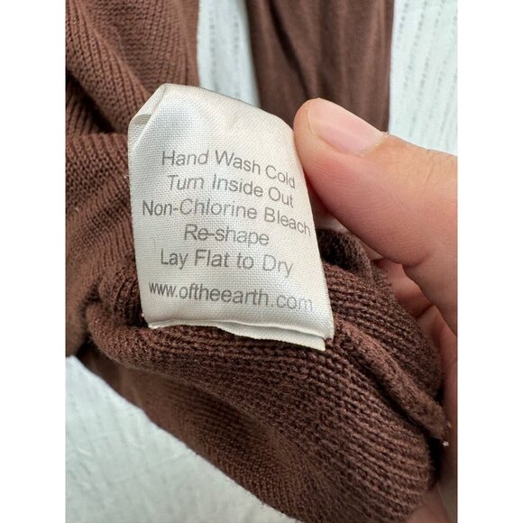 Of the Earth Unisex Cardigan Sz L Brown Full-Zip Cotton/Soybean Fiber Vegan Vtg - Picture 7 of 11